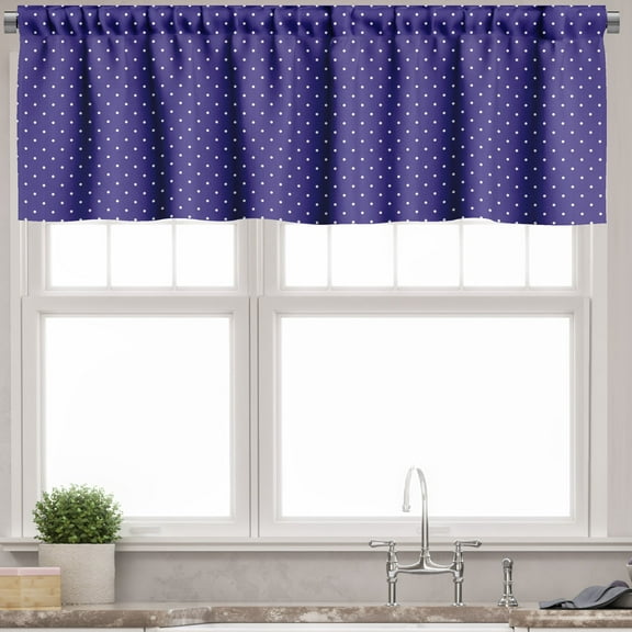 Ambesonne Blue White Valance Pack of 2, Nostalgic Polka Dots, 54"X18", Purple White