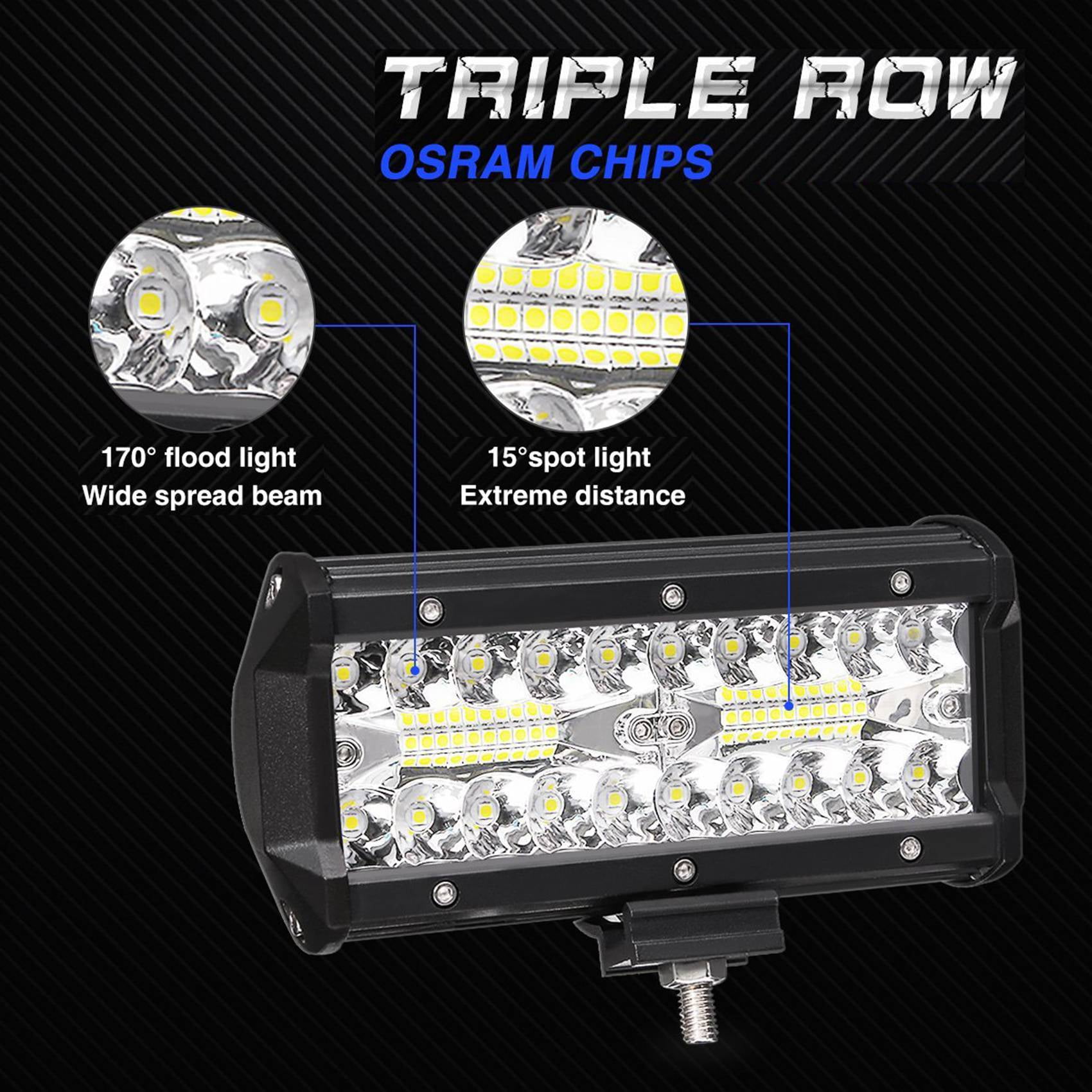 2X 7 Inch 120W Combo Led Light Bars Spot Flood Beam for Work Driving Offroad Boat Car Tractor Truck SUV ATV 12V 24V