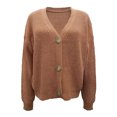thumbnail image 4 of Fall Cardigans Women Knit Open Front Sweater Long Sleeve Button Loose Short Light Weight Cardigan, 4 of 4