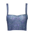 thumbnail image 4 of DHFJKG Women Sparkly Crop Tank Top Sexy Sequins Spaghetti Strap Camisole Summer Streetwear Night Out Club Party Clothes Square Neck Trendy Tops, 4 of 4