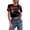 Red, variant on Womens Workout Tops T Shirts Short Sleeve Gothic Skeleton Print Distressed Crop Round Neck Fall Spring Boho Shirts