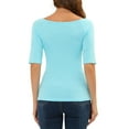 thumbnail image 4 of MODA NOVA Juniors Half Sleeves Scoop Neck Fitted Layering Top T-Shirt, 4 of 7