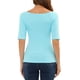 thumbnail image 3 of Camisetas de media manga ajustadas de cuello barco para mujeres INSPIRE CHIC 2XL azul cielo, 3 of 6