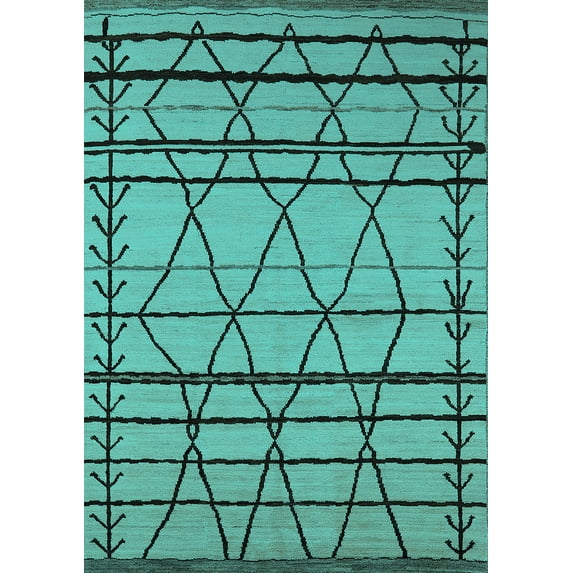 Ahgly Company Indoor Rectangle Solid Turquoise Blue Modern Area Rugs, 4' x 6'