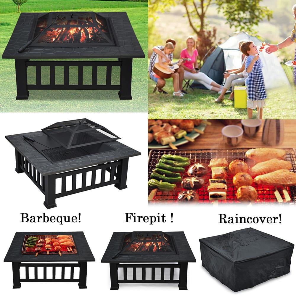 YaHeetech Outdoor 32" Outdoor Metal Firepit Backyard Patio Garden Square Stove... by Yaheetech