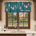 thumbnail image 6 of Teal Green Christmas Curtain Valances for Windows, Kitchen Valance Window Treatments Panel 2 Pack, Xmas Balls Star Winter Holiday Rod Pocket Short Curtains for Bathroom Bedroom 60 x 18 Inch, 6 of 8