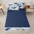 thumbnail image 4 of Manfei Marine Whale Zipper Twin Comforter Sets with Fitted Sheet and 2 Pillowcases, Nautical Anchor Lighthouse Zipper Bedding Set, White Blue, Blue Reversible, 4pcs, 4 of 7