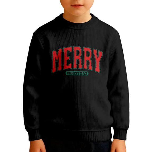 QHFBli Kid Boys Christmas Sweatshirt Merry Long Sleeve Outfit Shirt Chenille Patch Xmas Holiday Crewneck Pullover Top Black 5-6 Years
