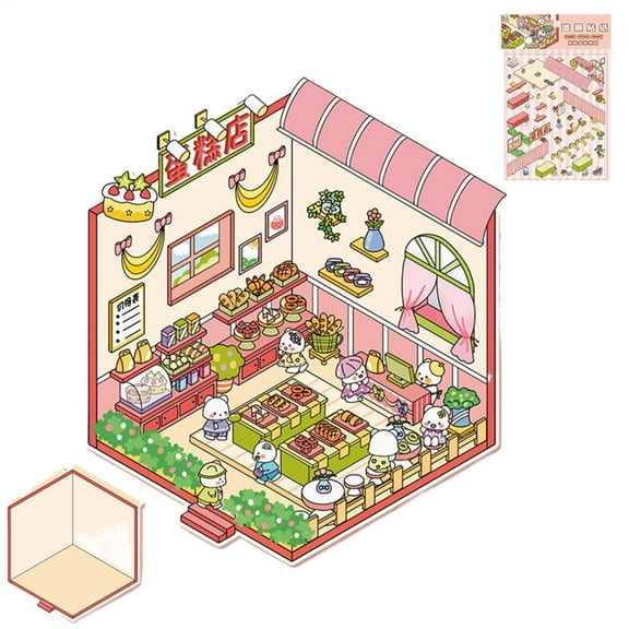 SHZONS Make Your Own House Stickers Decorative Wall Decals 3D Effect Cartoon Landscaping Decals Scenes for Kids Adults Scrapbooking Decoration Tool cute