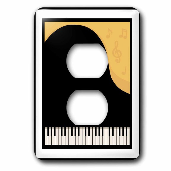 3dRose, Black Piano From Above, 2 plug outlet cover