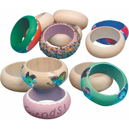 Small Wooden Bangle Bracelets, 12pk