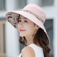 thumbnail image 2 of Women Anti-UV Foldable Wide Brim Sun Hat Beach Cap Bucket Hat Fisherman Cap NAVY BLUE, 2 of 8