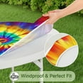 thumbnail image 5 of Colorful Rainbow Tie Dye Spiral Pattern Round Fitted Tablecloth with Elastic Edge,Dining Table Cover Waterproof,Outdoor Round Tablecloth for Camping,Dining,Indoor and Outdoor, 5 of 7
