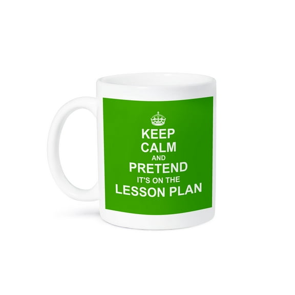 3dRose, Green Keep Calm and Pretend its on the Lesson Plan funny teaching gift, 15oz Mug
