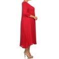 thumbnail image 3 of NEW MOA Women's Casual Solid & Print Plus Size 3/4 Sleeve A-line Midi Dress/Made in USA, 3 of 5