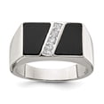 thumbnail image 4 of 925 Sterling Silver Men's Cubic Zirconia and Onyx Ring Size 9, 4 of 5