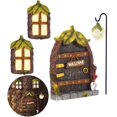 thumbnail image 1 of Ventana y puerta de casa de hadas de Gnomo en miniatura para árboles, arte de patio que brilla en la oscuridad, escultura de jardín, adorno de césped, decoración Mini, 1 of 5