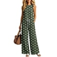 thumbnail image 5 of Muscularfit Polka Dot Set Matching Sets Women Clothing Summer Travel Sets Palazzo Sets Sleeveless Crew Neck Green Wide-Leg Womens Outfit Sets,L, 5 of 6