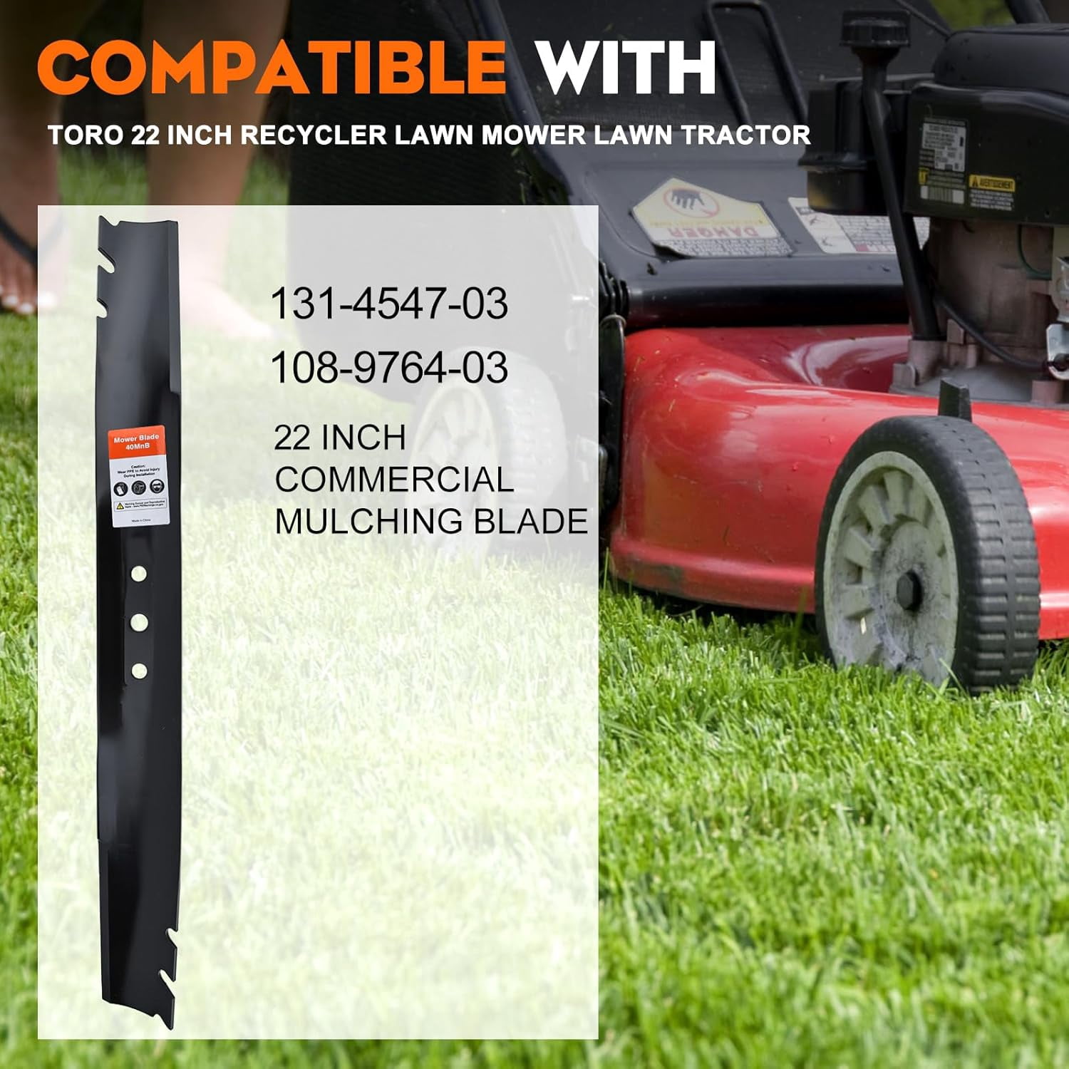 Hipa 131-4547-03 Mulching Blade Set for Toro 22 Inch Recycler Lawn Mower Tractor Model Parts Replace 108-9764-03 Pack of 1