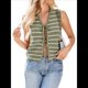 thumbnail image 3 of Suéter de Punto A Crochet para Mujer, Sin Mangas, con Cuello en V y Lazo Frontal, A Rayas, Estilo , para Verano 2025 Verde L, 3 of 9