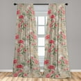 thumbnail image 4 of Ambesonne Vintage Floral Curtains, Branches of Love, Pair of 28"x95", Reseda Green Dark Coral, 4 of 5