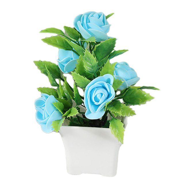 MYG Beautiful Artificial Flowers in Pot Bouquet for Wedding Balcony Home Decoration