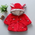 thumbnail image 4 of GYRATEDREAM Newborn Infant Baby Winter Warm Fleece Coat Boys Girls Cute Rabbit Ears Windproof Hooded Jacket Toddler Button Thicken Shawl Outwear Clothes for 0-18 Months, 4 of 7