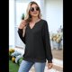 thumbnail image 5 of Sudaderas de Mujer, Camisetas de Larga con Cuello en V, Camisetas Básicas Informales para Otoño e Invierno. Negro M, 5 of 10