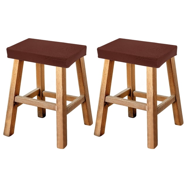 Funda de Taburete Uxcell Rectangular, Estirable y Lavable, Funda de Asiento para Barra de Vanity con Banda Elástica para Silla de Banco de Madera o Metal (Marrón Claro, 2 Piezas)
