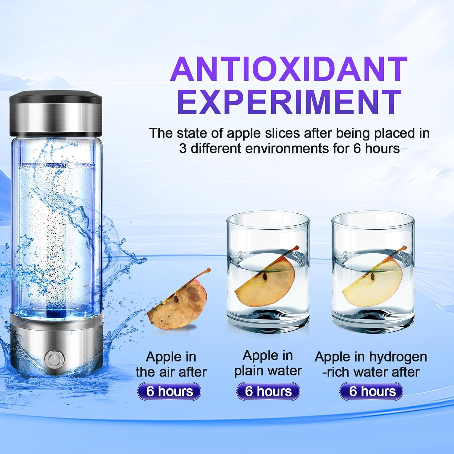 Qoosea Hydrogen Water Bottle Generator, 3 Mins Portable SPE/PEM Technology, Hydrogen Water Ionizer Machine, Suitable for Travel Exercise Home Gifts for Men