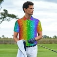 thumbnail image 2 of Wukai Glitter Rainbow Men’s Polo Shirts,Quick-Dry Athletic Shirt,Classic Fit Shirts-4X-Large, 2 of 8