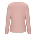 thumbnail image 6 of AXXD Pink Basic Summer Shirts for Women 2024 Solid Color V-neck Long Sleeve Casual Knit Top Blouse, 6 of 6