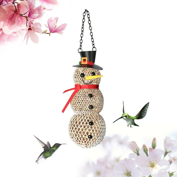 Snowman Metal Mesh Hanging Bird Feeder, Garden Pendant