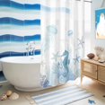 thumbnail image 5 of No Hook Shower Curtain, Aqua Coastal Shower Curtains for Bathroom with See Through Top Window, Summer Ocean Coral Jellyfish Seahorse Starfish Waterproof & Washable Bath Curtain Small Stall 36"x78", 5 of 9
