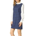 thumbnail image 2 of INSPIRE CHIC Women's Christmas Peter Pan Dress 60s Color Block Mini Long Sleeve Dresses S Blue, 2 of 8