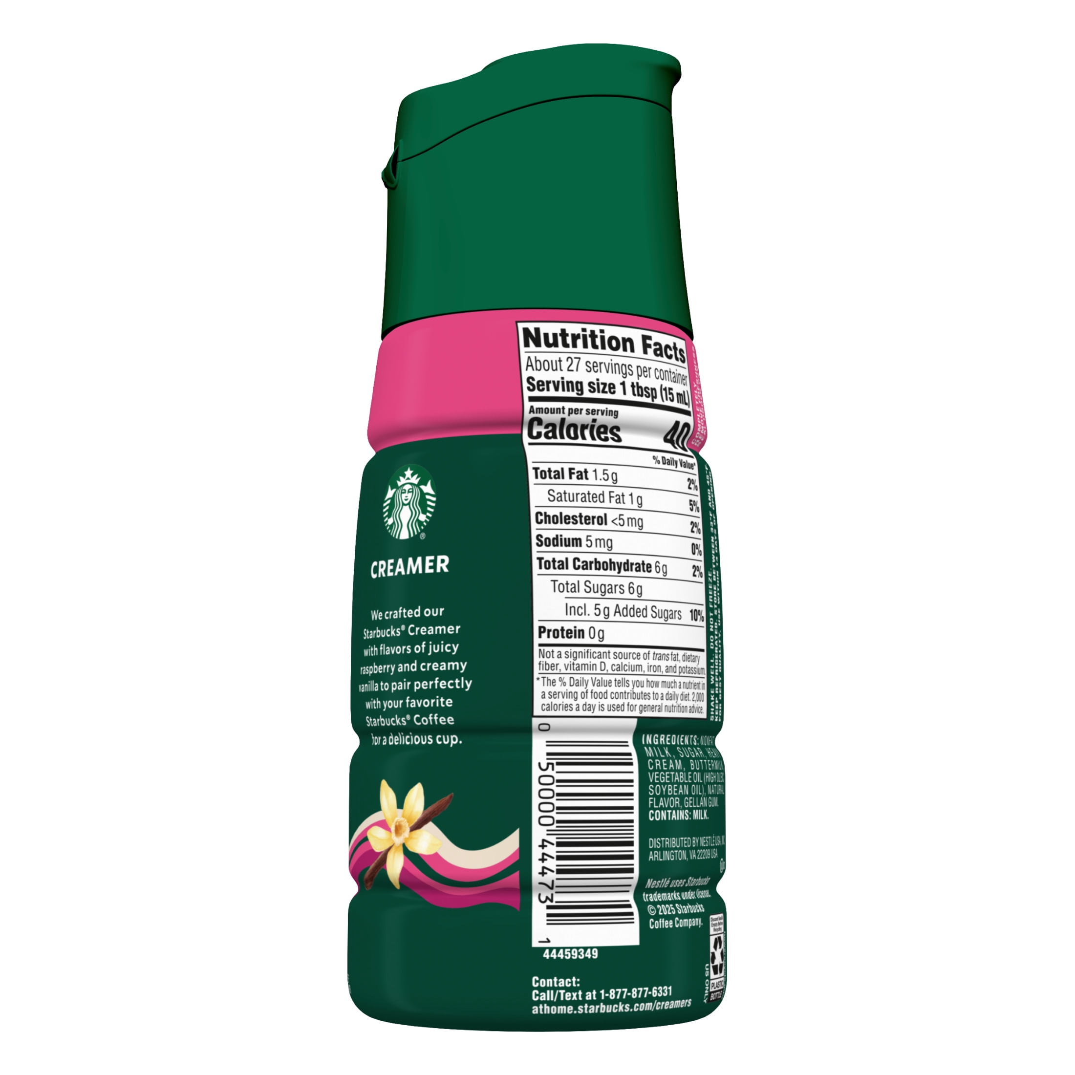 Starbucks Raspberry Vanilla Flavored Coffee Creamer, Liquid Creamer, Dairy Creamer 14 fl oz