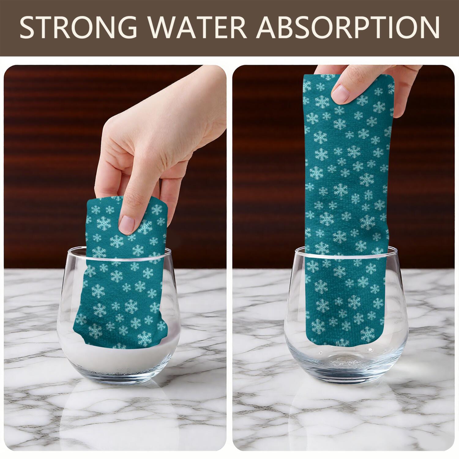 6 Pcs Funny Kitchen Towels,Teal Christmas Snowflake Pattern Microfiber Dish Towels,Kitchen Tea Towels,Kitchen Towel Set (18" X 26")