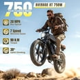 thumbnail image 6 of TST Electric Bike for Adults, 48V/40AH Battery, 20"x4" Fat Tire, 750W Motor Off-Road E Biker, UL2849, 6 of 8