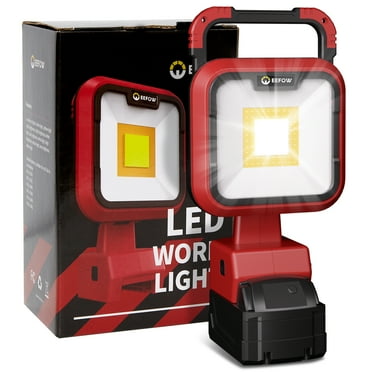 Uarter LED Work Light 90W 9500 Lumen 2 COB 140°Rotatable 4 Modes Portable Cordless Stand Working Lights，Red