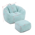 thumbnail image 2 of Giant Bean Bag Chair for Adults, Oversized Lazy Sofa with Footstool and Handle, Faux Fur Shell-Shaped Reading Chair for Living Room Bedroom, Light Blue, 2 of 8