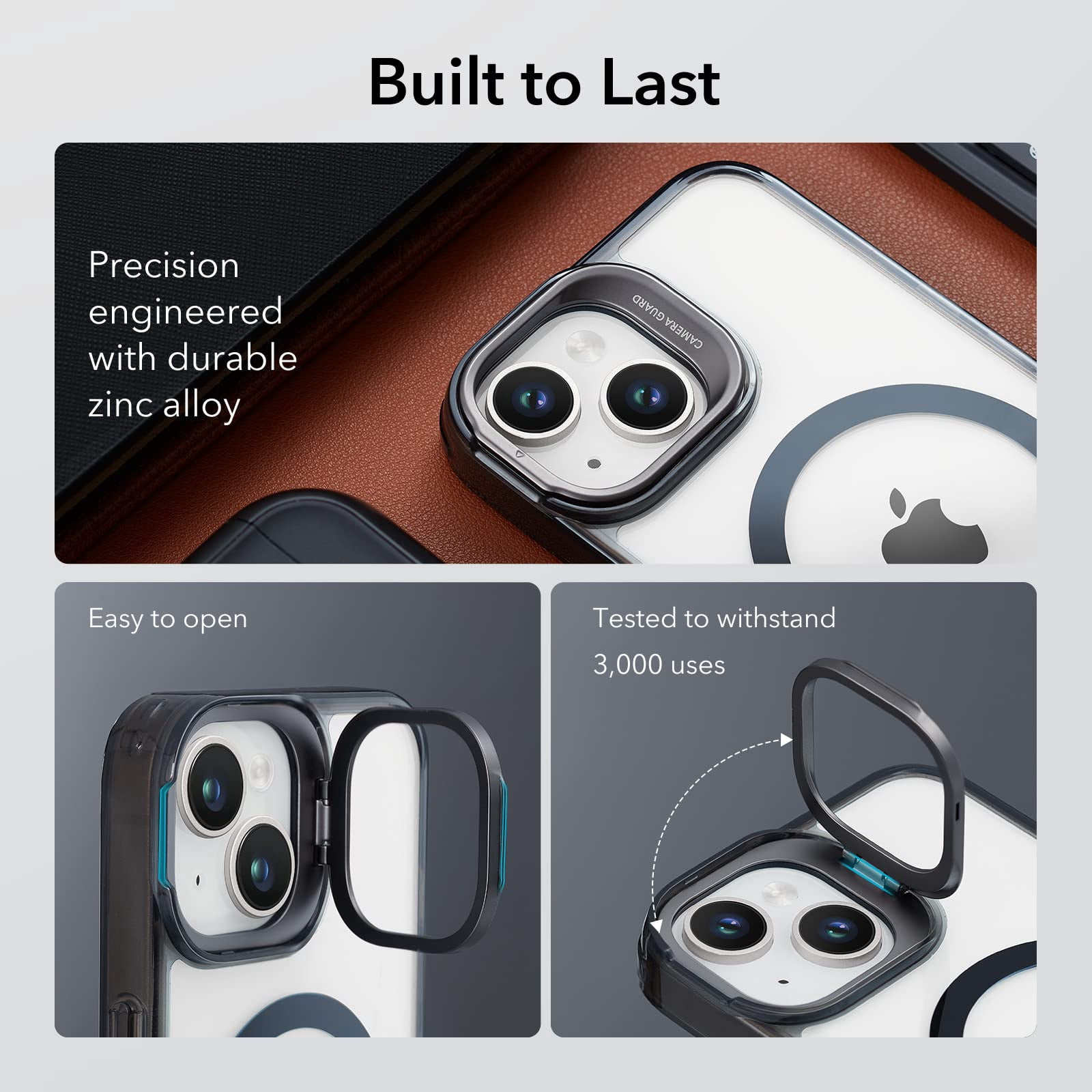 Esr For 13 Case/iphone 14 Case  Compatible With Magsafe Built-in Camera Ring Stand Military-grade Protection Magnetic Phone 13/14 Classic Series Clear Black