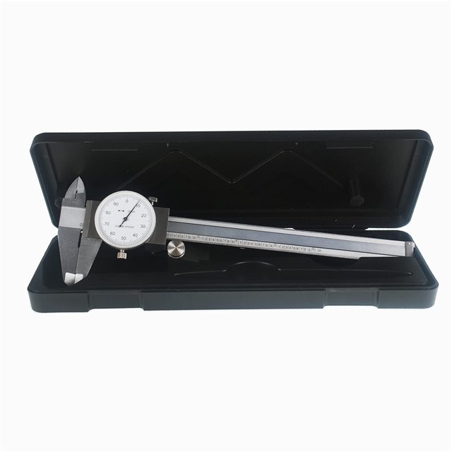 Calibrador de esfera de 6"" Acero inoxidable 0.001 Medición a prueba de golpes de 4 vías con caja de plástico