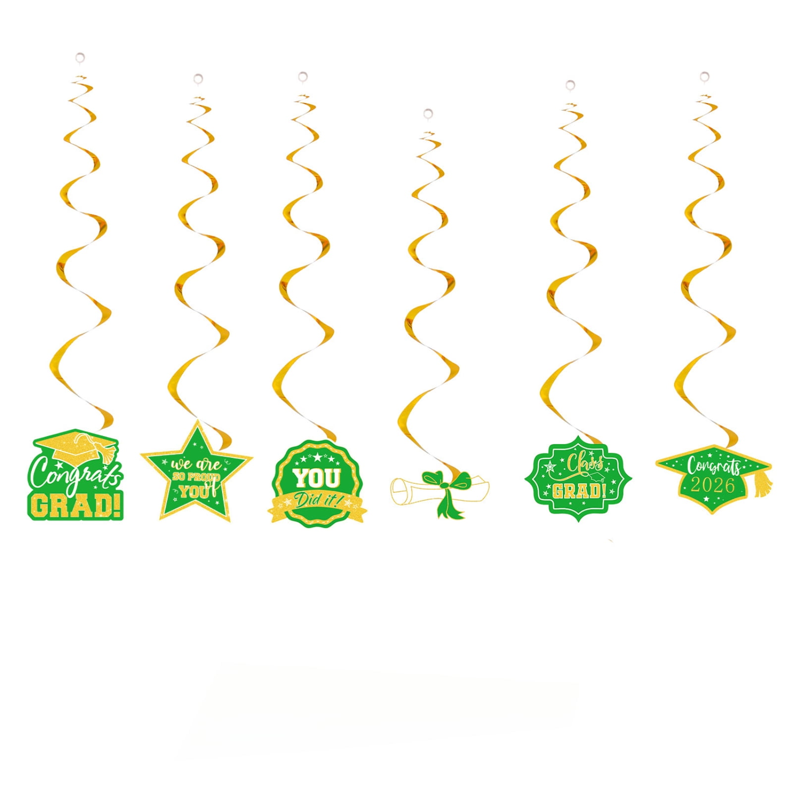 6PCS Congrats Grad Graduation Hanging Swirl Decorations Party Supplies Spiral Hanging Party Decorations for Graduation Parties Ceiling Party Decor