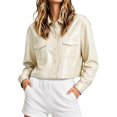 thumbnail image 4 of Antinious Women Versatile Faux‑Leather Jacket Collar Pocket Short Biker‑Style Comfy, 4 of 5