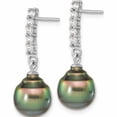 thumbnail image 3 of Sterling Silver Rh 9-10mm Tahitian Saltwater Pearl Cz Ear & Neck Set (17 X 9.5) Made In China -Jewelry By Sweet Pea, 3 of 9