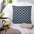 thumbnail image 4 of Navy Blue Morocco Throw Pillow Covers, Soft Pillowcases with Invisible Zipper, Modern Farmhouse Minimalist Plaid Decorative Square Pillow Cushion Covers for Living Room Couch Sofa Bed 24x24 Inches, 4 of 8