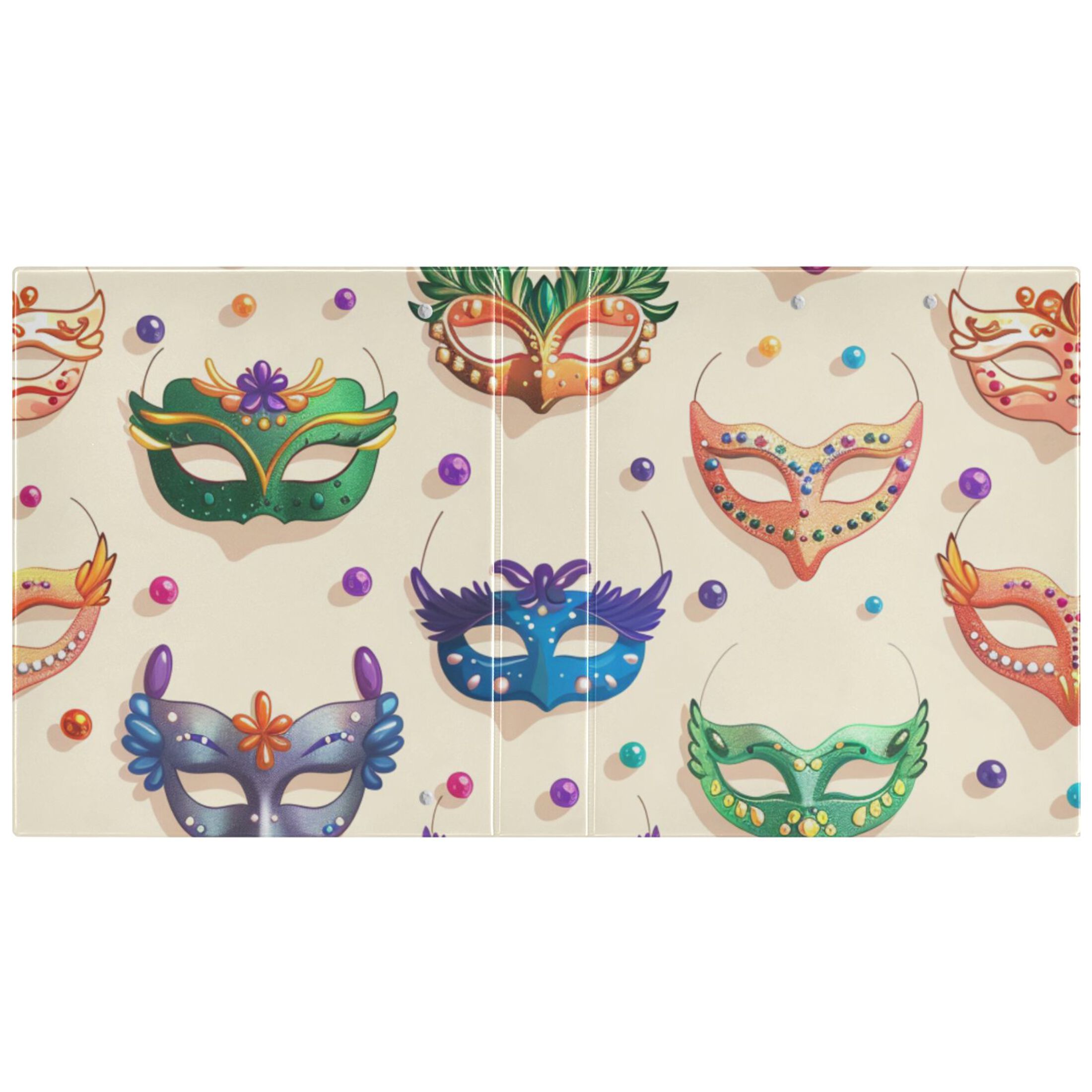Carnival Masks Beads 3 Ring Binders 1.5 inch Hardcover File Folders with Interior Pockets A4 Size Organizer for School Office Hospital