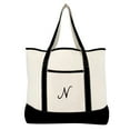 thumbnail image 2 of DALIX Monogram Bag Personalized Totes For Women Open Top Black Letter N, 2 of 8