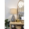 thumbnail image 4 of Textured Blue Glaze Ceramic Table Lamp with Natural Linen Shade, 4 of 4