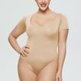 thumbnail image 5 of Eternatastic Women's Short Sleeve Tummy Control Bodysuits Sexy One Piece Square Neck Bodysuits, 5 of 7